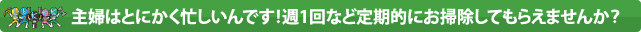 主婦はとにかく忙しいんです！週1回など定期的にお掃除してもらえませんか？